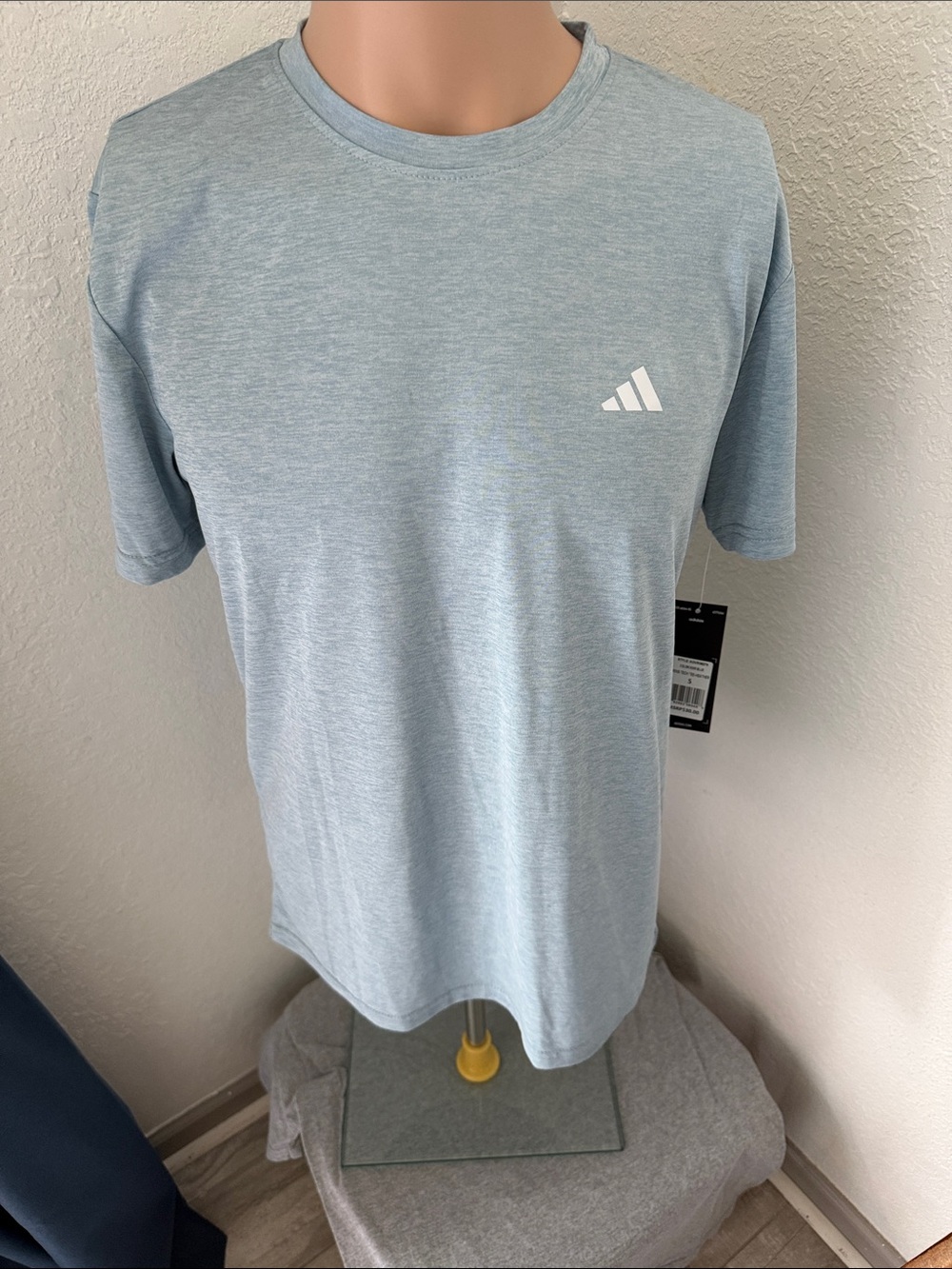 adidas Men’s Heather Light Blue Crew Neck Tee